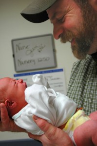 Chris and Rachel not long after she was born
